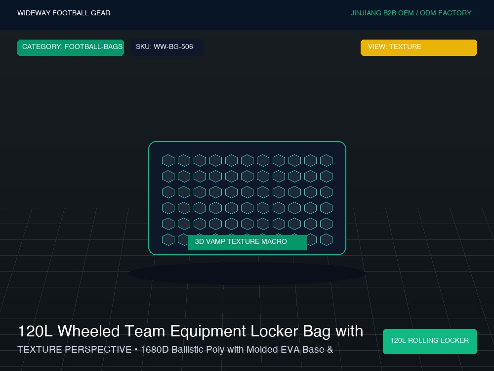 120L Wheeled Team Equipment Locker Bag with Heavy-Duty Trolley - Macro Vamp Texture (Ball Grip Zone)
