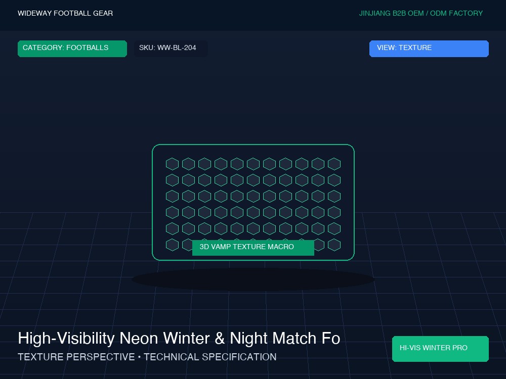 High-Visibility Neon Winter & Night Match Football - Macro Vamp Texture (Ball Grip Zone)