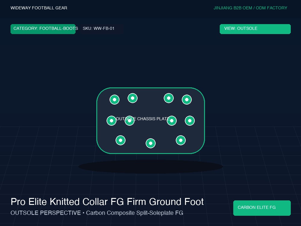 Pro Elite Knitted Collar FG Firm Ground Football Cleats - Outsole / Chassis Plate (Traction Studs)