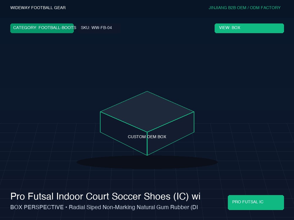 Pro Futsal Indoor Court Soccer Shoes (IC) with Suede Bumper - Custom OEM Packaging Box & Label