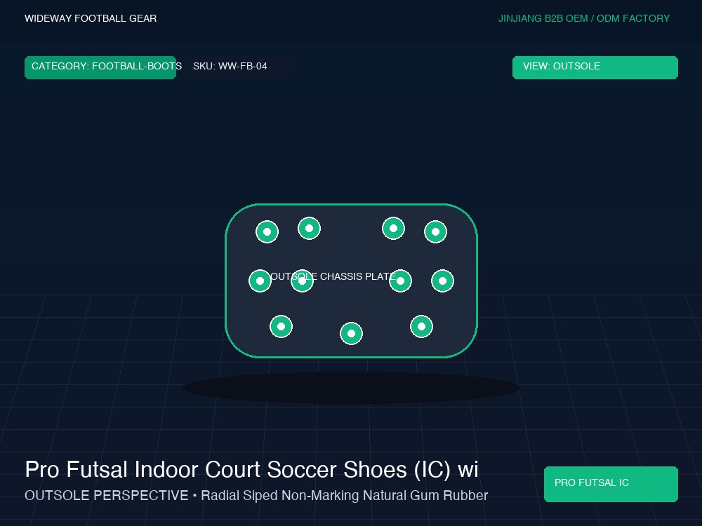 Pro Futsal Indoor Court Soccer Shoes (IC) with Suede Bumper - Outsole / Chassis Plate (Traction Studs)