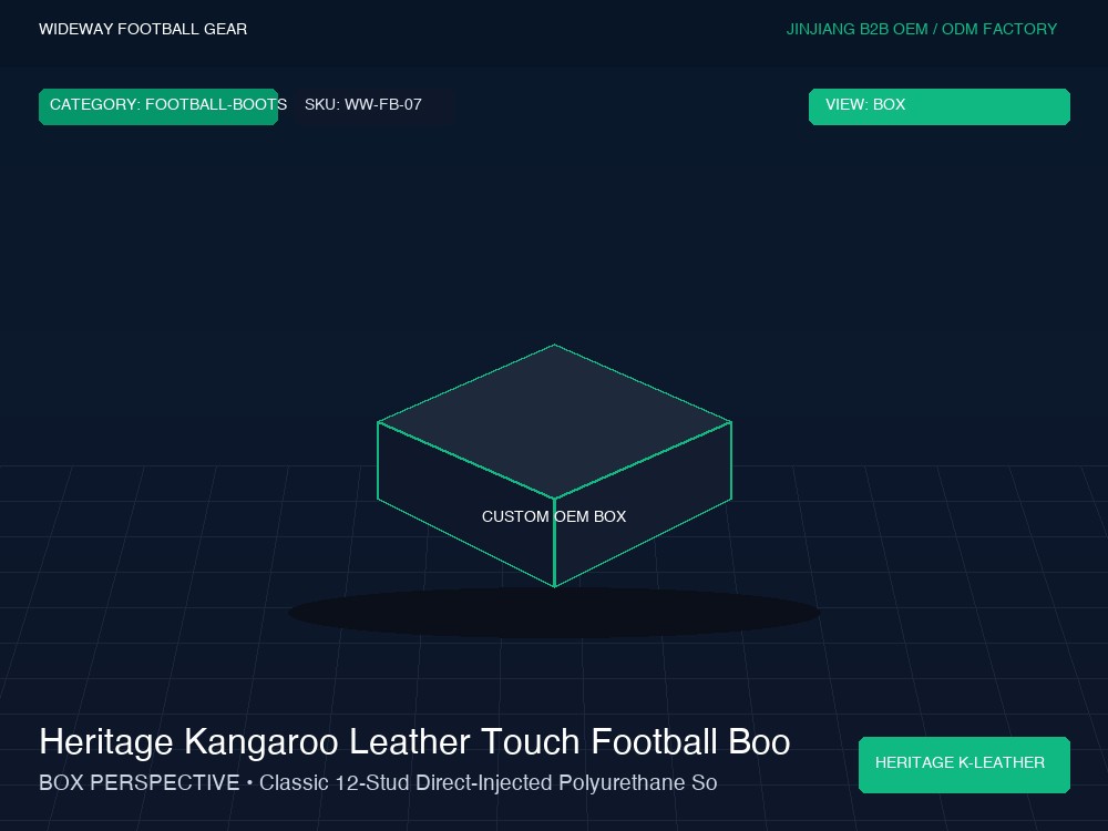 Heritage Kangaroo Leather Touch Football Boots with Fold-Over Tongue - Custom OEM Packaging Box & Label
