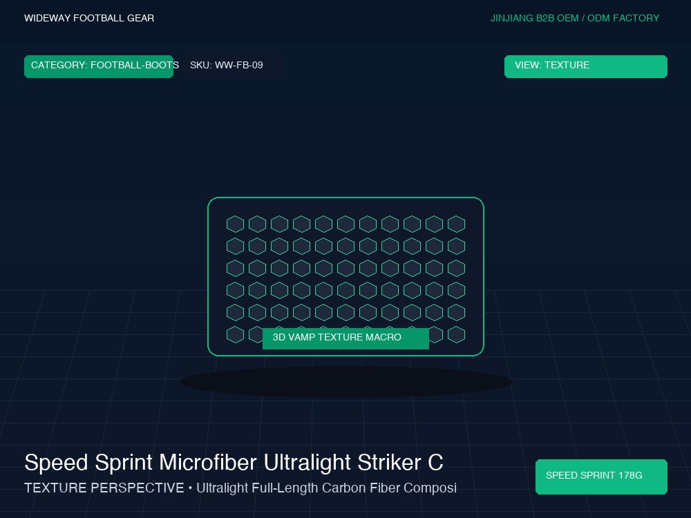 Speed Sprint Microfiber Ultralight Striker Cleats (Sub-185g) - Macro Vamp Texture (Ball Grip Zone)