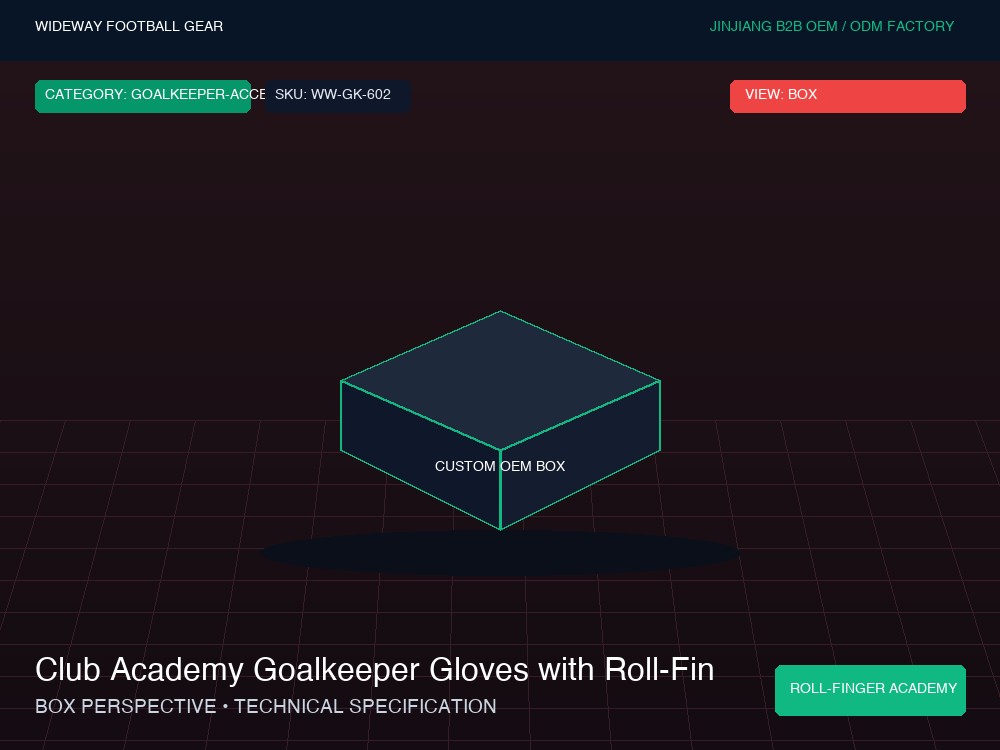 Club Academy Goalkeeper Gloves with Roll-Finger Cut - Custom OEM Packaging Box & Label