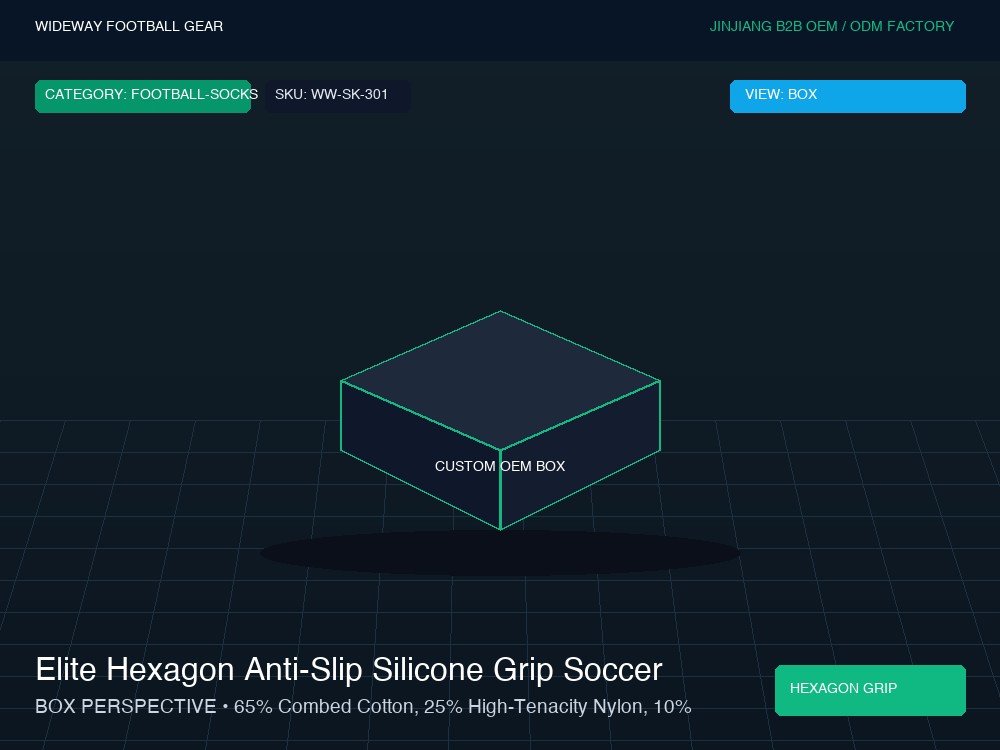 Elite Hexagon Anti-Slip Silicone Grip Soccer Socks - Custom OEM Packaging Box & Label