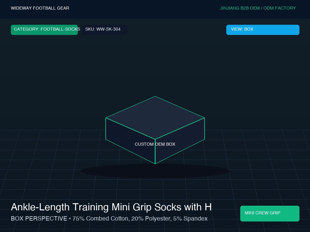 Ankle-Length Training Mini Grip Socks with Heel Tab - Custom OEM Packaging Box & Label