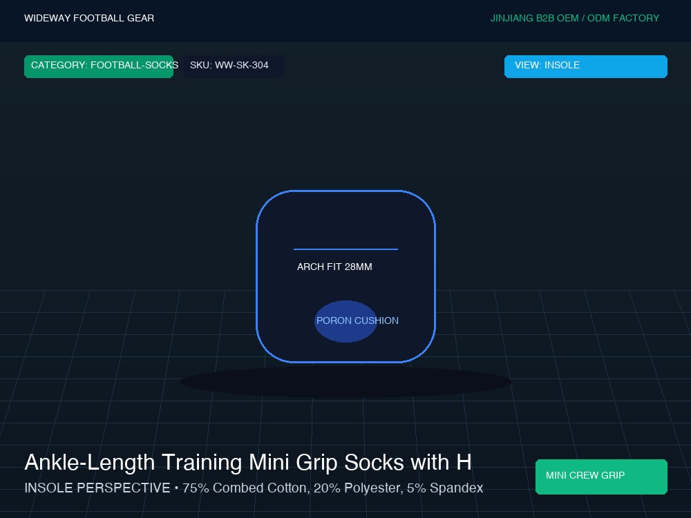 Ankle-Length Training Mini Grip Socks with Heel Tab - Insole Cushioning & Heel Counter