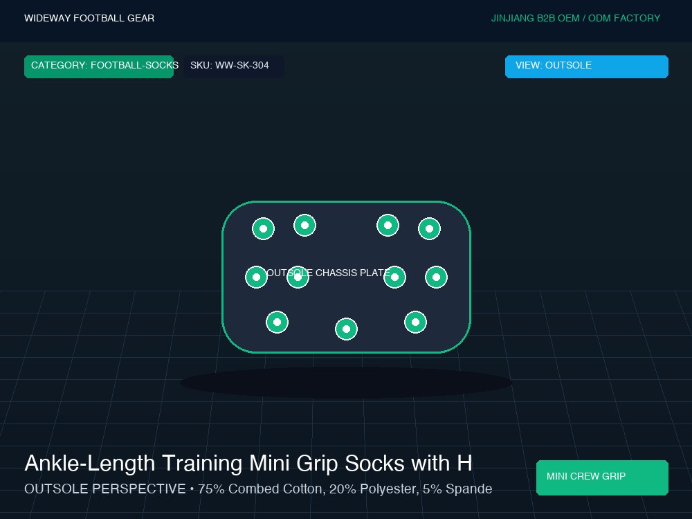 Ankle-Length Training Mini Grip Socks with Heel Tab - Outsole / Chassis Plate (Traction Studs)
